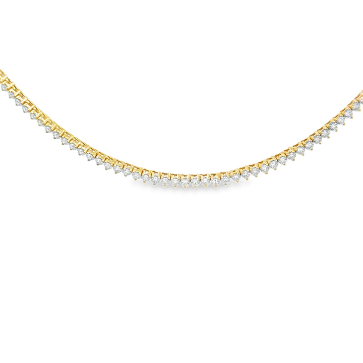 5.04 CTW Diamond 3- Prong Tennis Necklace in 14K Yellow Gold