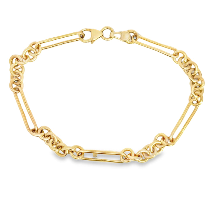14K Yellow Gold Paperclip & Cable Chain Bracelet – 7 Inch