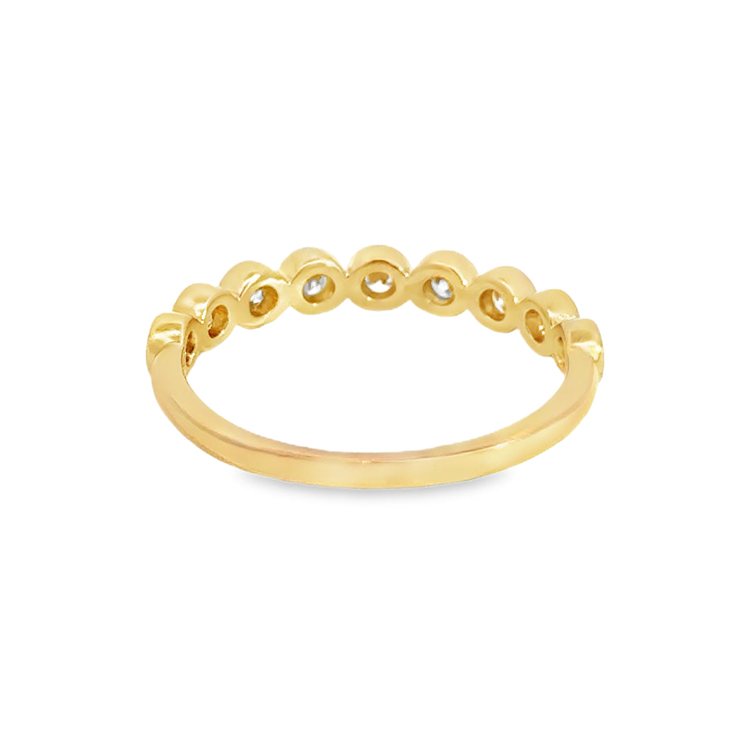0.25 CTW Diamond 14K Yellow Gold Bezel Set Wedding Band Ring