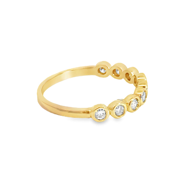 0.25 CTW Diamond 14K Yellow Gold Bezel Set Wedding Band Ring