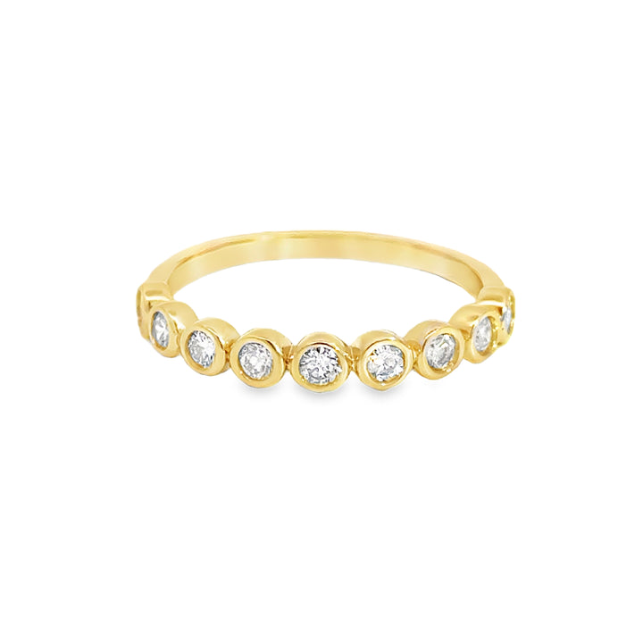 0.25 CTW Diamond 14K Yellow Gold Bezel Set Wedding Band Ring