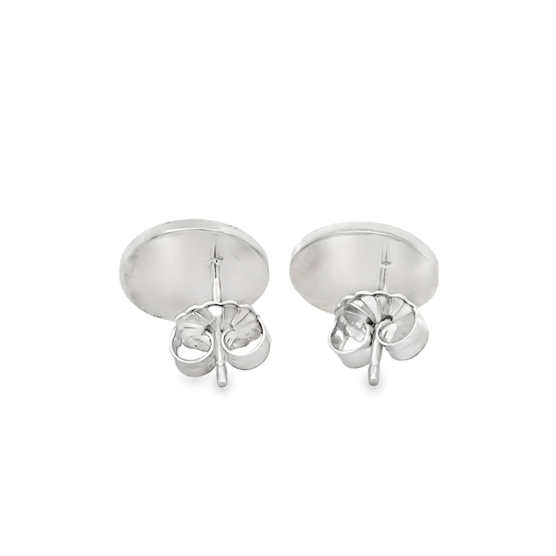 0.60 CTW Diamond Pavé 14K White Gold Flat Circle Stud Earrings