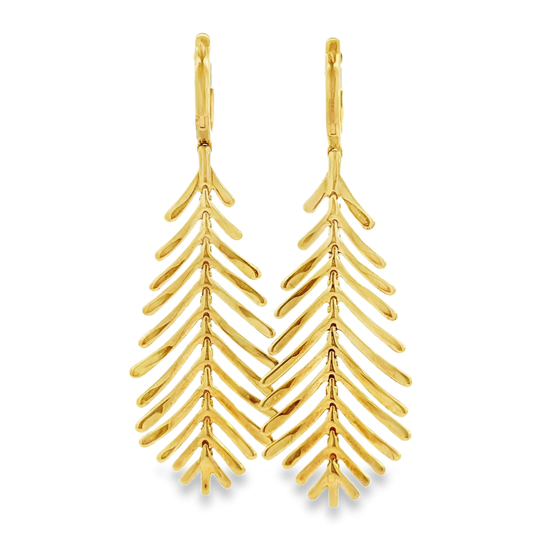 0.98 CTW Diamond Sydney Garber Feather Earrings in 18K Yellow Gold