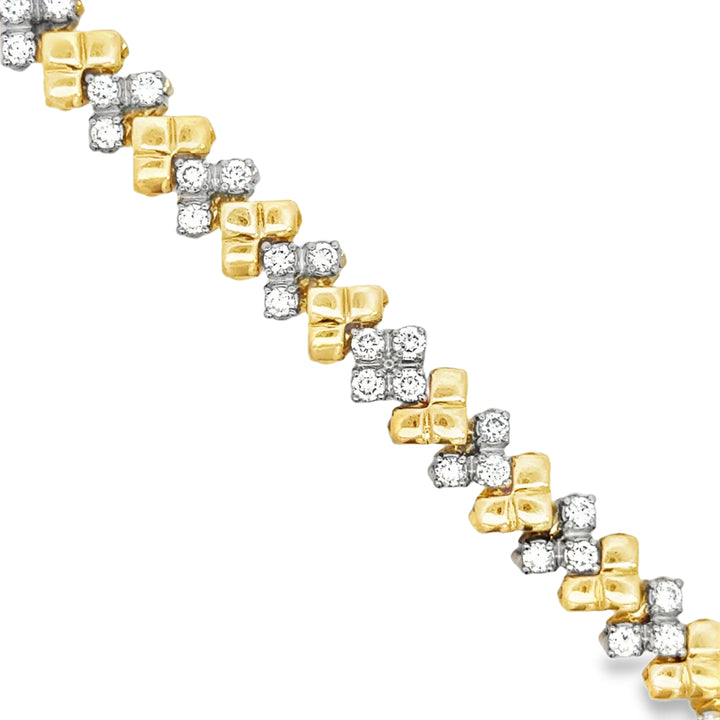 3.15 CTW Diamond 18K Two Tone Gold Geometric Bracelet – 7 3/4 Inch
