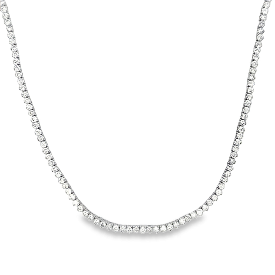 5.04 CTW Diamond 14K White Gold Three-Prong Tennis Necklace – 17 Inch, New