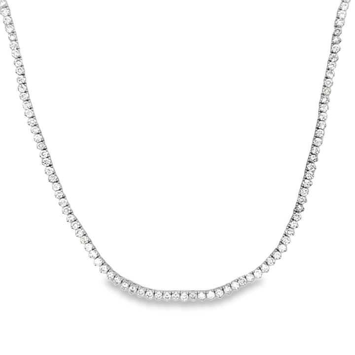 5.04 CTW Diamond 14K White Gold Three-Prong Tennis Necklace – 17 Inch, New