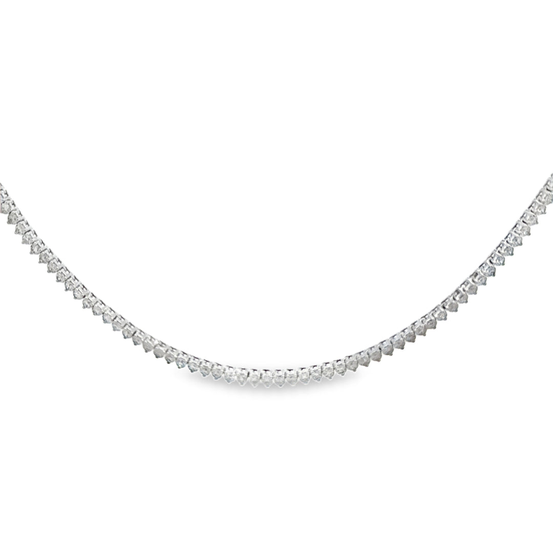 5.04 CTW Diamond 14K White Gold Three-Prong Tennis Necklace – 17 Inch, New