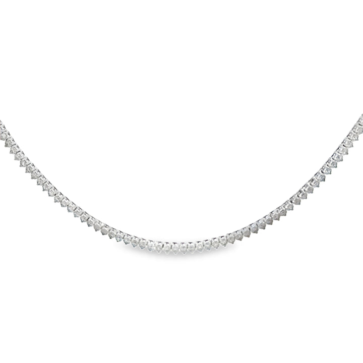 5.04 CTW Diamond 14K White Gold Three-Prong Tennis Necklace – 17 Inch, New