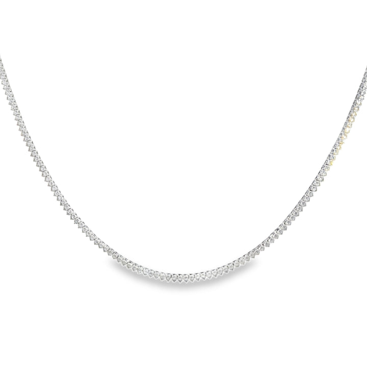 5.04 CTW Diamond 14K White Gold Three-Prong Tennis Necklace – 17 Inch, New