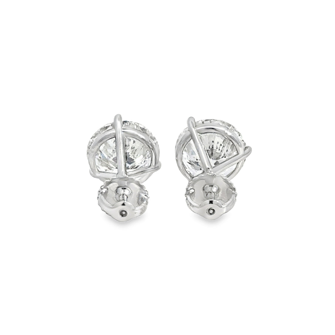 5.01 CTW Round Diamond Martini Stud Earrings – F Color SI1, EGL Certified, 3-Prong Screw Back, New