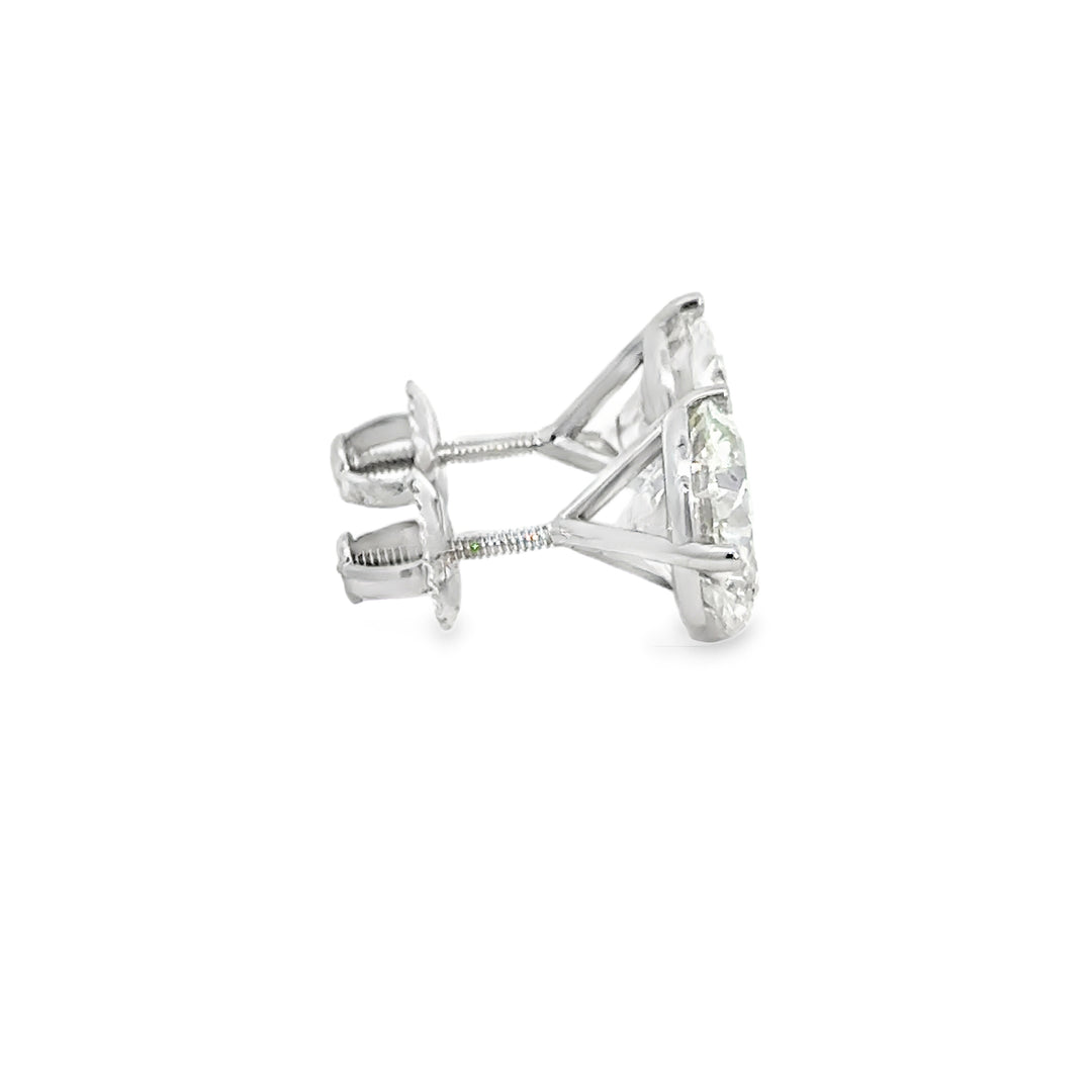 5.01 CTW Round Diamond Martini Stud Earrings – F Color SI1, EGL Certified, 3-Prong Screw Back, New
