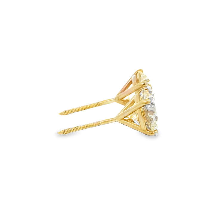 5.03 CTW Round Diamond Stud Earrings – M Color VS1 in 18K Yellow Gold