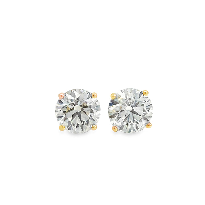 5.03 CTW Round Diamond Stud Earrings – M Color VS1 in 18K Yellow Gold