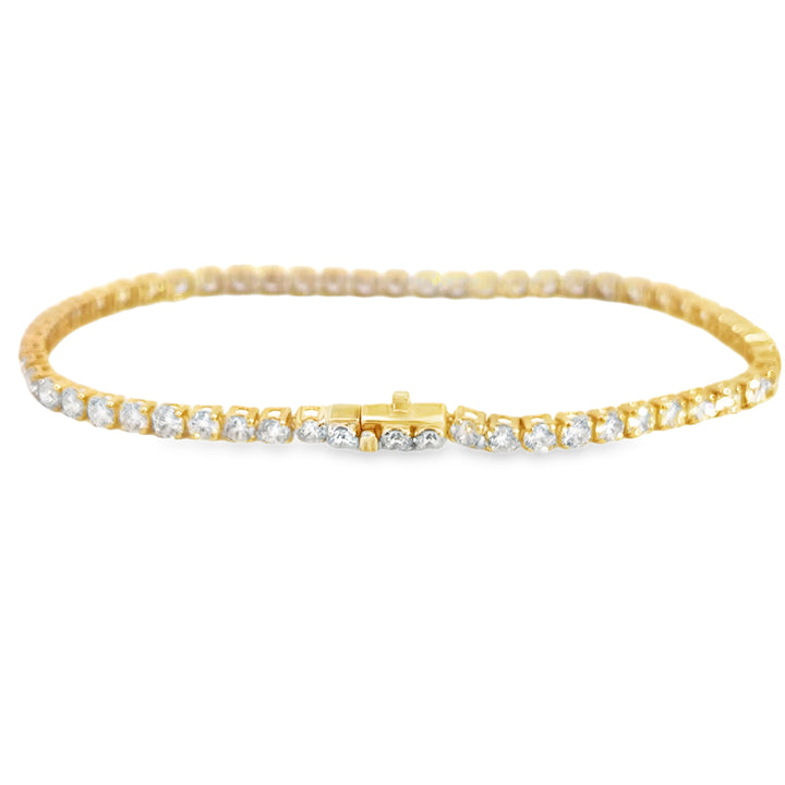 18K Yellow Gold 4.67 CTW VVS Round Diamond Tennis Bracelet – 2.75mm