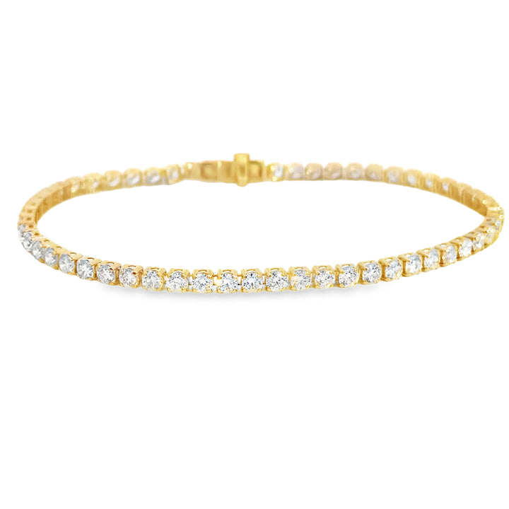 18K Yellow Gold 4.67 CTW VVS Round Diamond Tennis Bracelet – 2.75mm