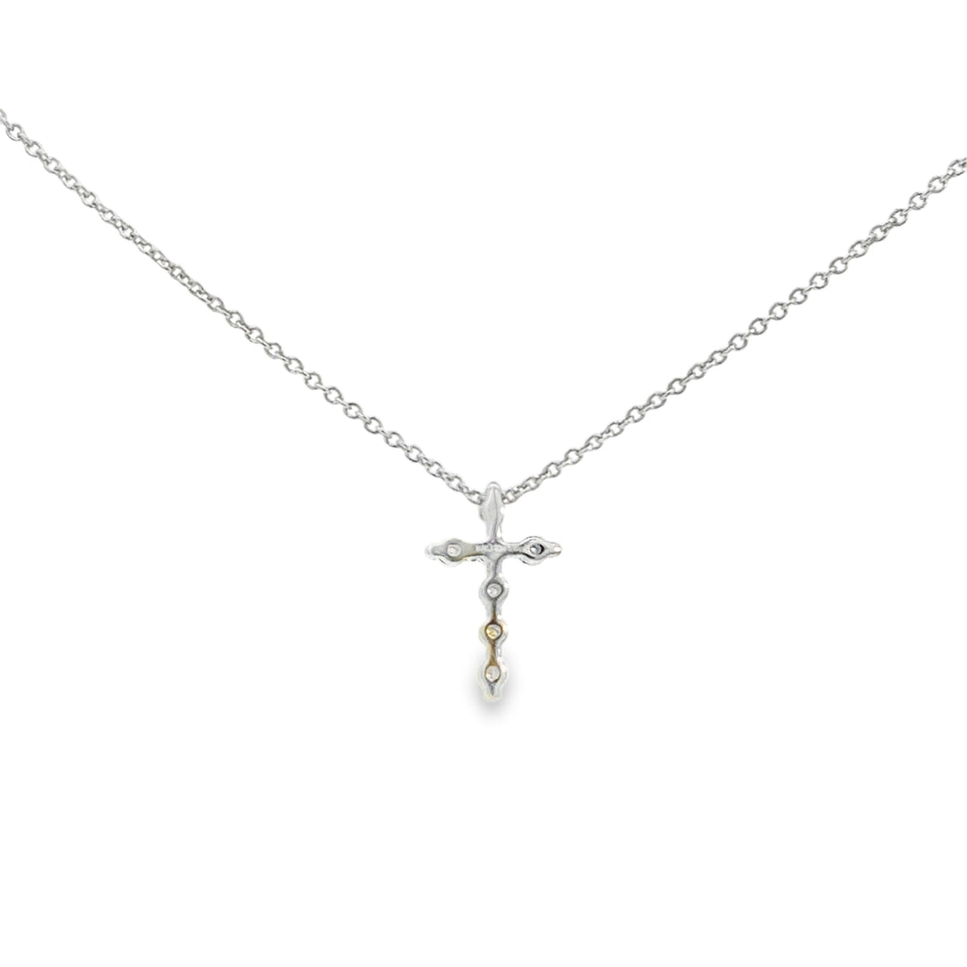 0.10 CTW Diamond Mini Cross Pendant Necklace in 14K White Gold
