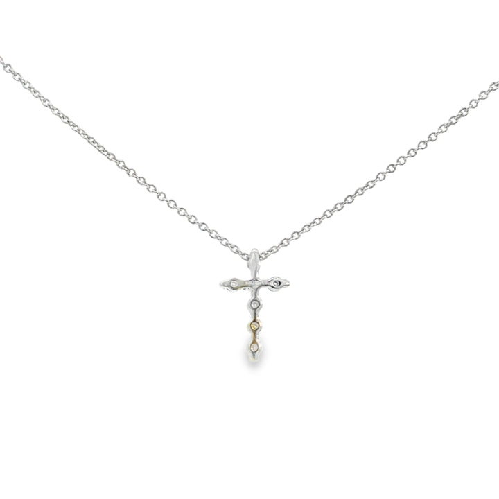 0.10 CTW Diamond Mini Cross Pendant Necklace in 14K White Gold