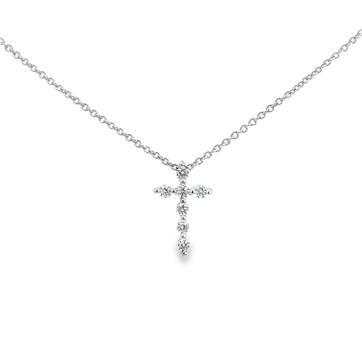 0.10 CTW Diamond Mini Cross Pendant Necklace in 14K White Gold