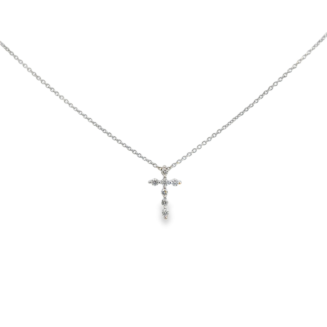 0.10 CTW Diamond Mini Cross Pendant Necklace in 14K White Gold