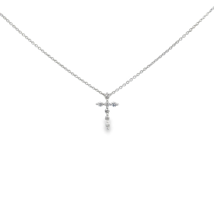 0.10 CTW Diamond Mini Cross Pendant Necklace in 14K White Gold