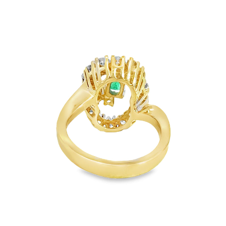 0.50 CTW Diamond & Emerald 14K Yellow Gold Open Oval Ring