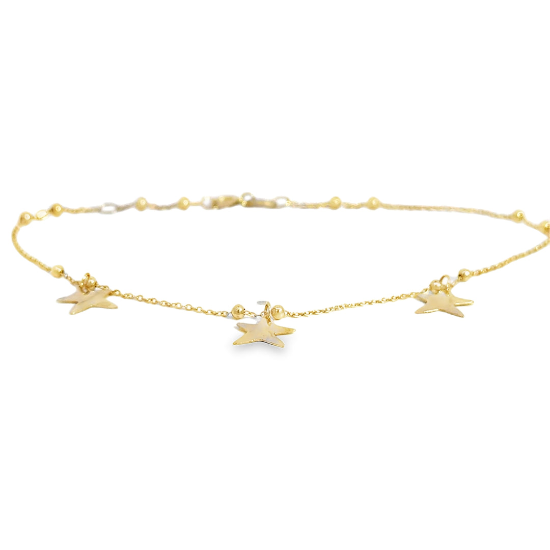 14K Yellow Gold Star Charm Chain Bracelet – 7"