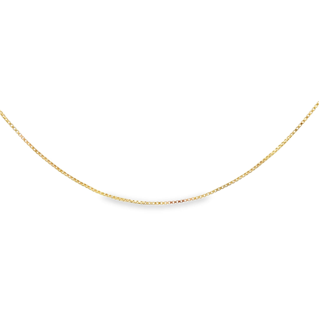 14K Yellow Gold Micro Box Chain Necklace – 0.65mm, 18"