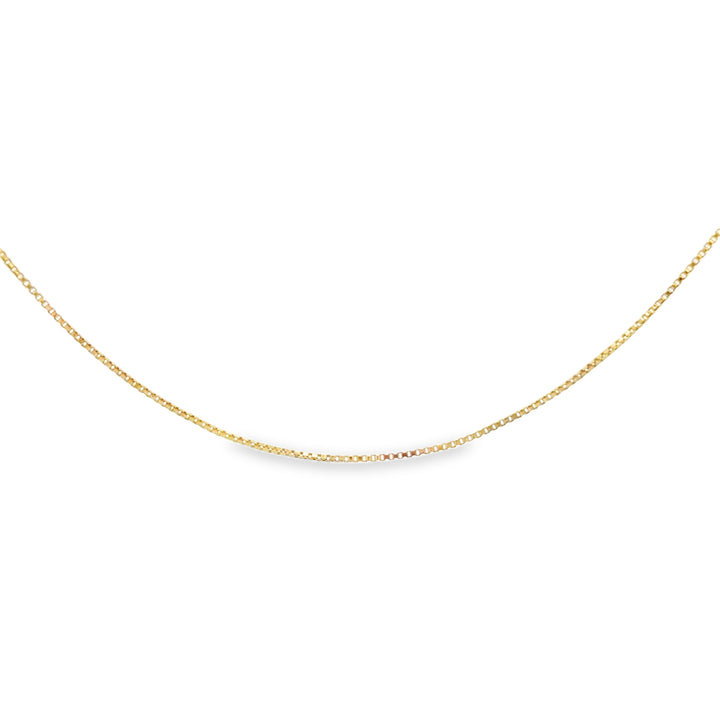 14K Yellow Gold Micro Box Chain Necklace – 0.65mm, 18"