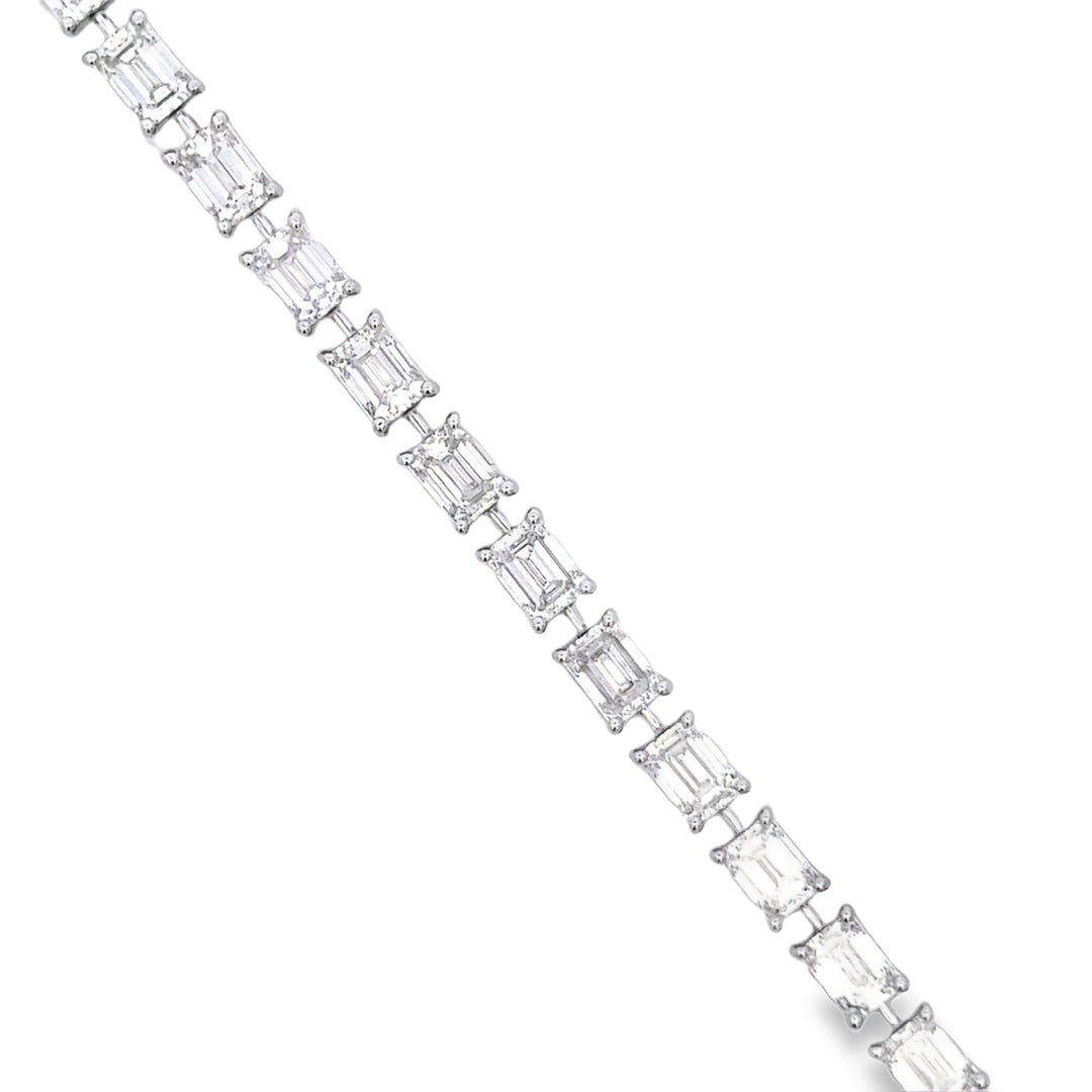 10.87 CTW Emerald Cut Diamond Tennis Bracelet in 18K White Gold