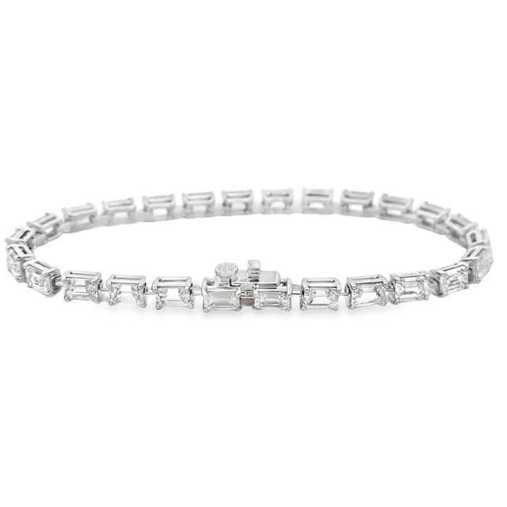 10.87 CTW Emerald Cut Diamond Tennis Bracelet in 18K White Gold