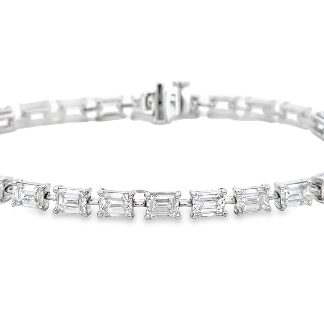 10.87 CTW Emerald Cut Diamond Tennis Bracelet in 18K White Gold
