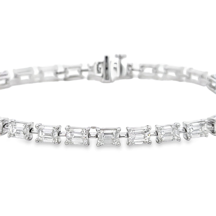 10.87 CTW Emerald Cut Diamond Tennis Bracelet in 18K White Gold