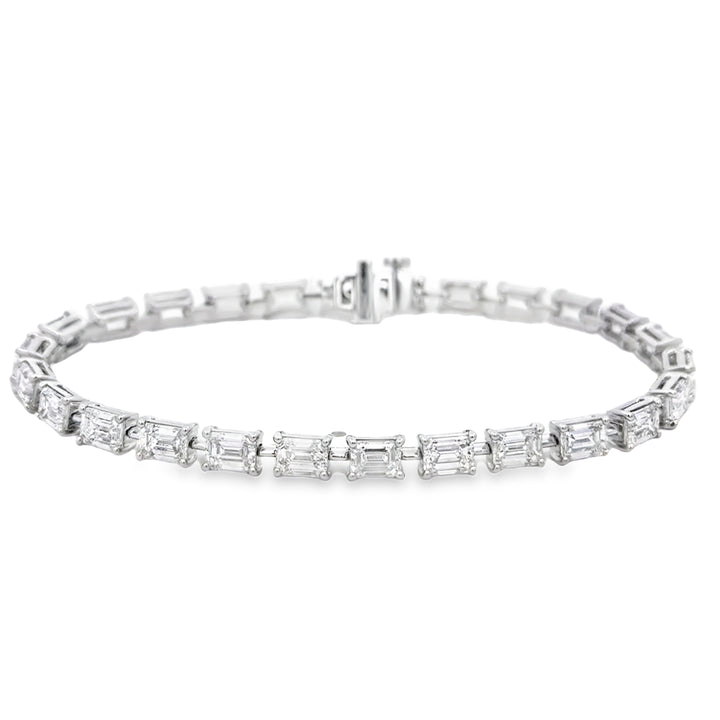 10.87 CTW Emerald Cut Diamond Tennis Bracelet in 18K White Gold