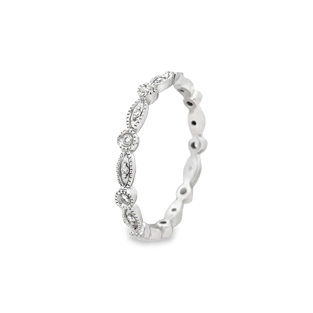 0.20 CTW Round Diamond 14K White Gold Milgrain Ring