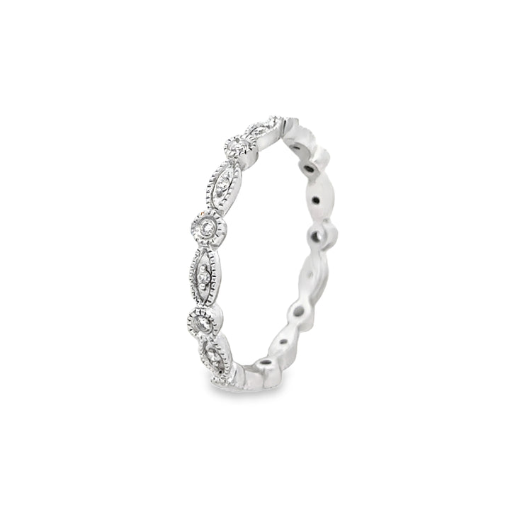 0.20 CTW Round Diamond 14K White Gold Milgrain Ring