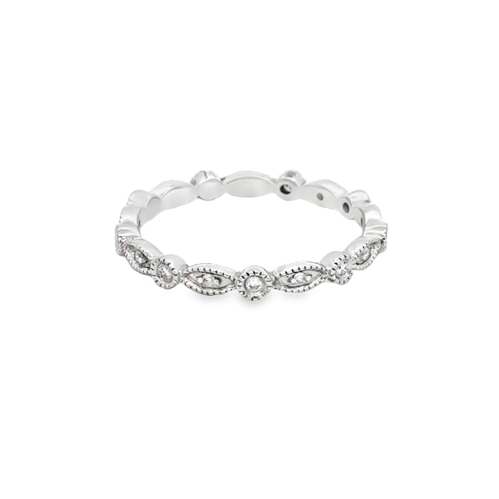 0.20 CTW Round Diamond 14K White Gold Milgrain Ring