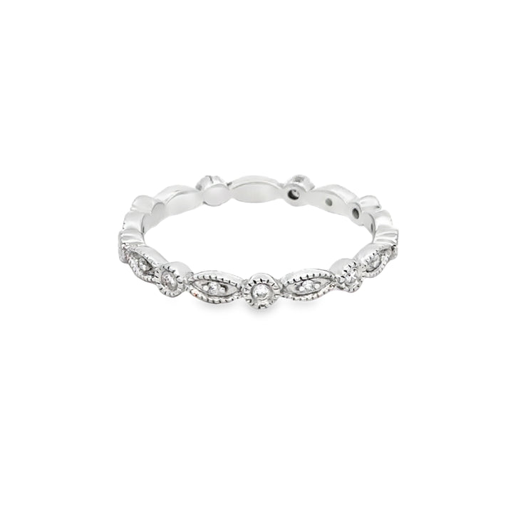 0.20 CTW Round Diamond 14K White Gold Milgrain Ring