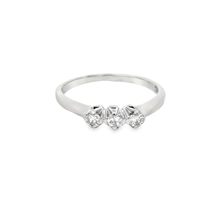 0.18 CTW Diamond Three-Stone Ring 14K White Gold, 2mm Band