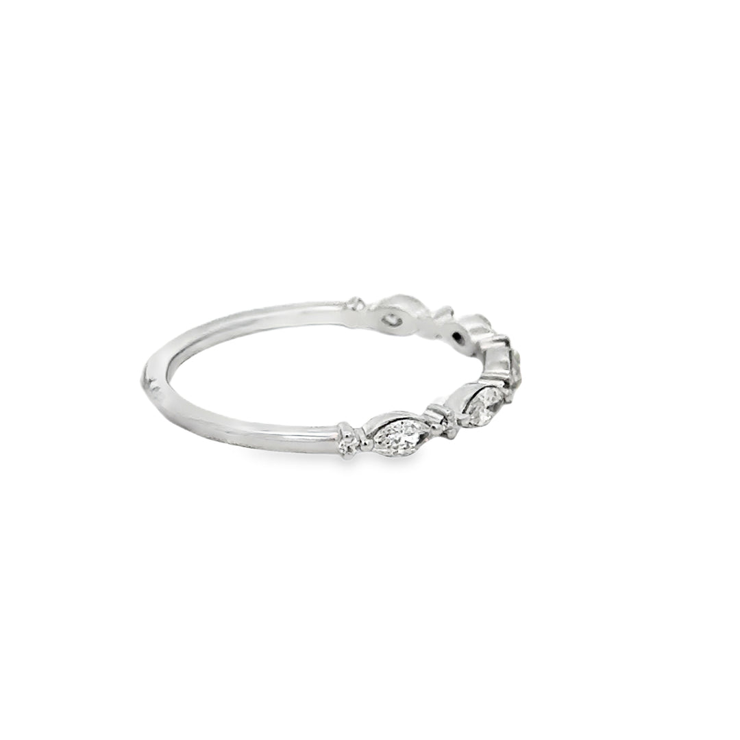 0.41 CTW Diamond 14K White Gold Marquise &amp; Round Diamond Ring