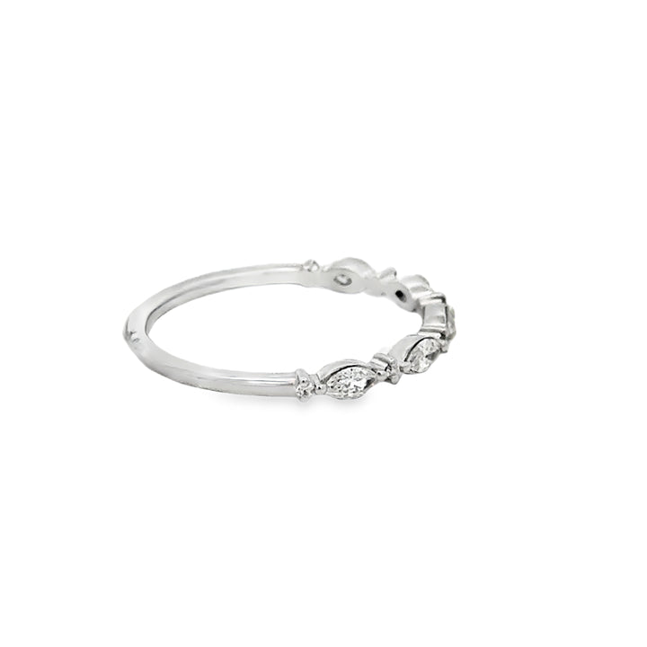 0.41 CTW Diamond 14K White Gold Marquise &amp; Round Diamond Ring