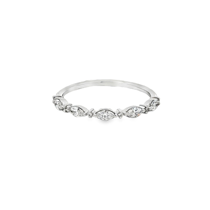 0.41 CTW Diamond 14K White Gold Marquise &amp; Round Diamond Ring