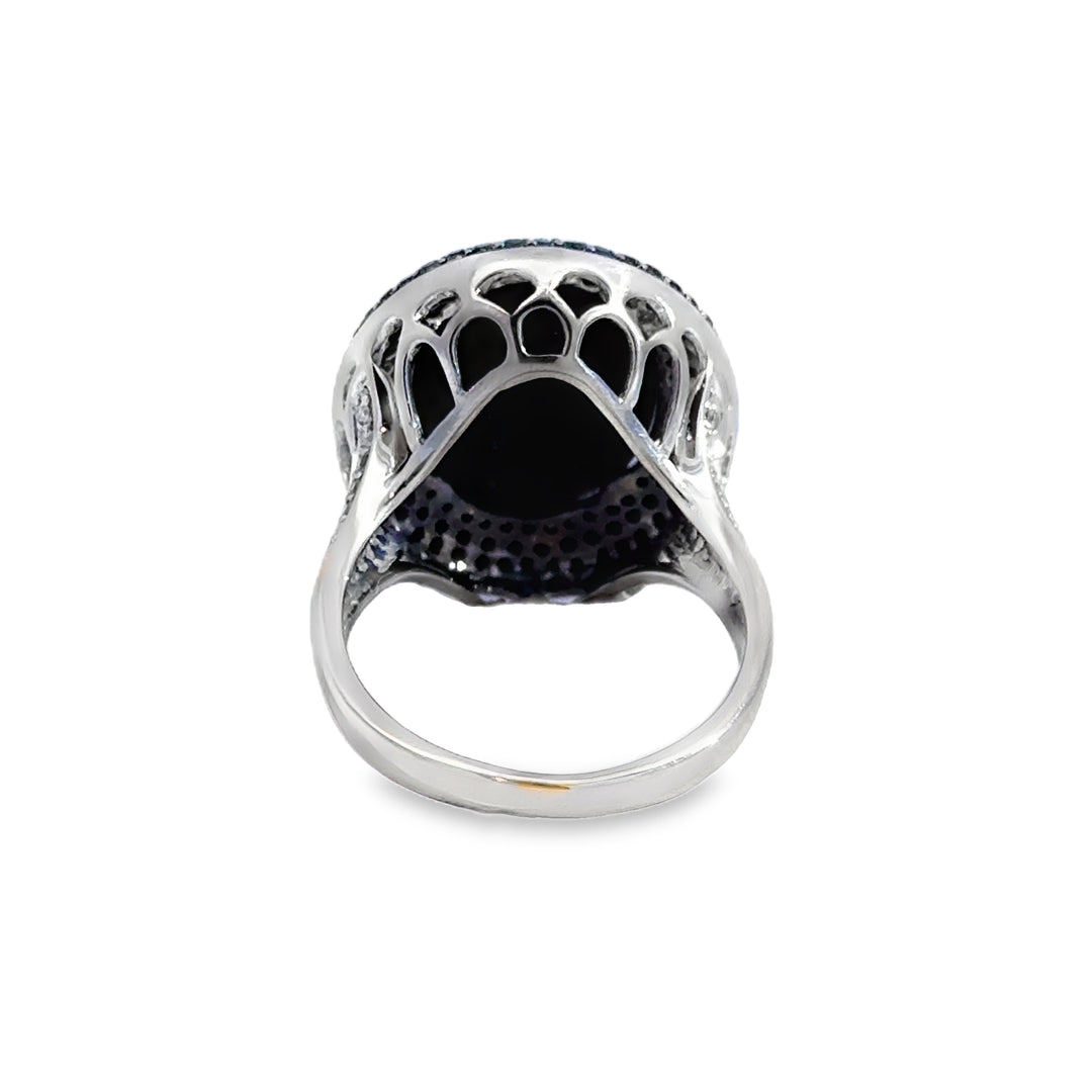 Onyx & 0.75 CTW Black and White Diamond 18K White Gold Ring