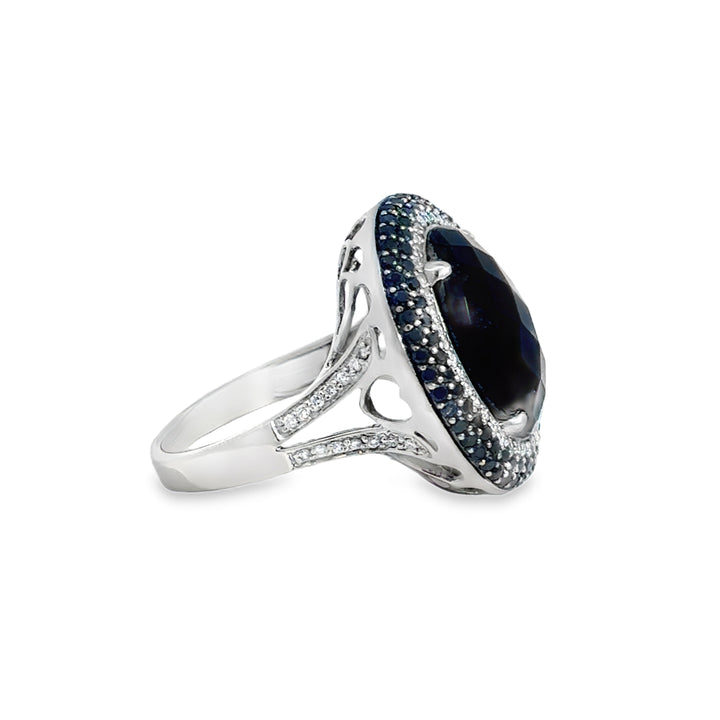 Onyx & 0.75 CTW Black and White Diamond 18K White Gold Ring