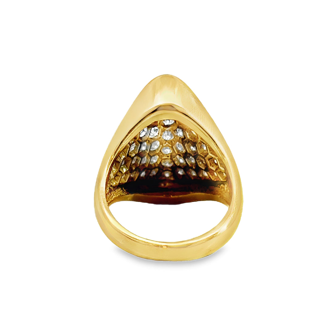 1.40 CTW Diamond Triangular Pavé 14K Yellow Gold Ring