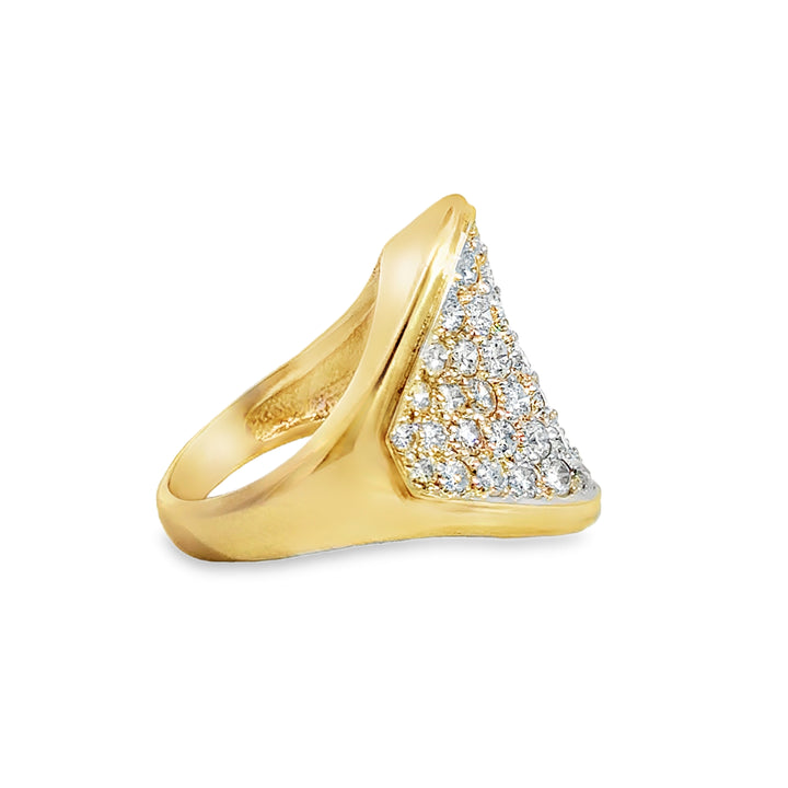 1.40 CTW Diamond Triangular Pavé 14K Yellow Gold Ring