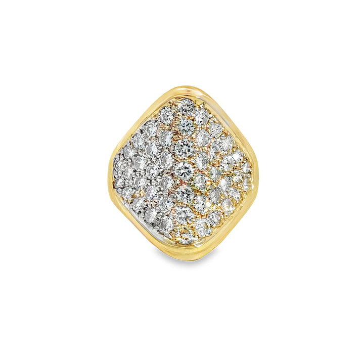 1.40 CTW Diamond Triangular Pavé 14K Yellow Gold Ring