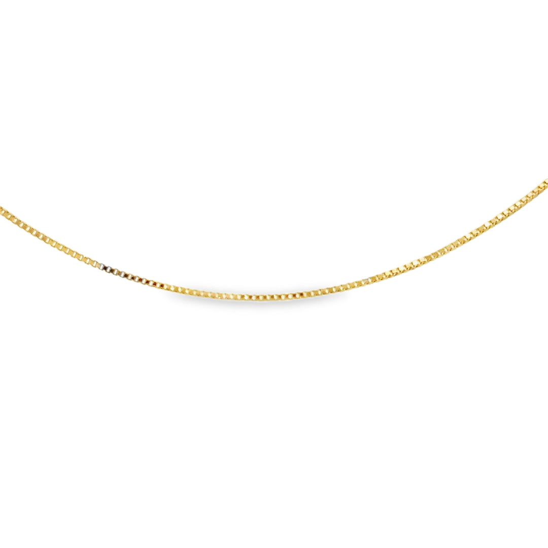 0.5MM 18K Yellow Gold Box Chain Necklace – 20"