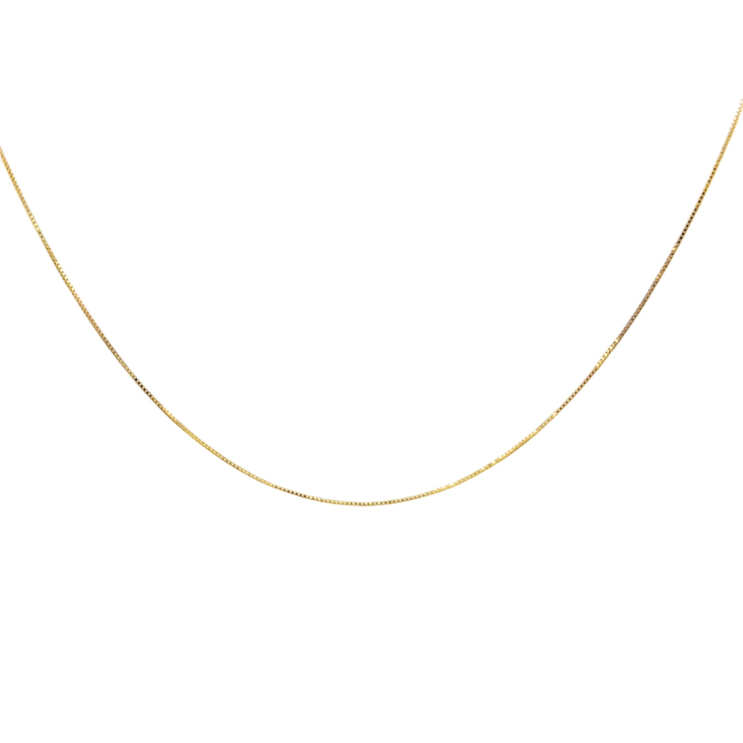 0.5MM 18K Yellow Gold Box Chain Necklace – 20"