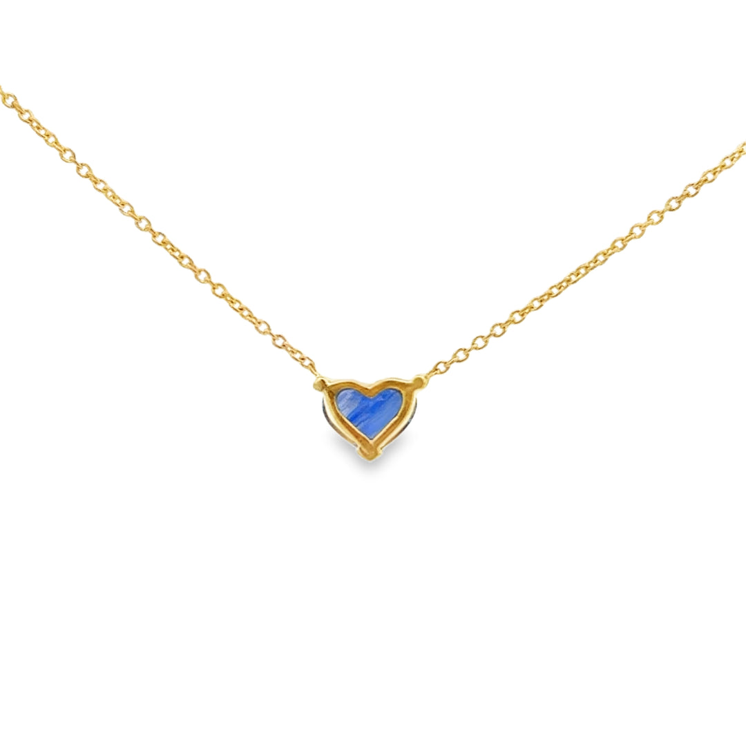 14K Yellow Gold Heart Sapphire Necklace – 16"