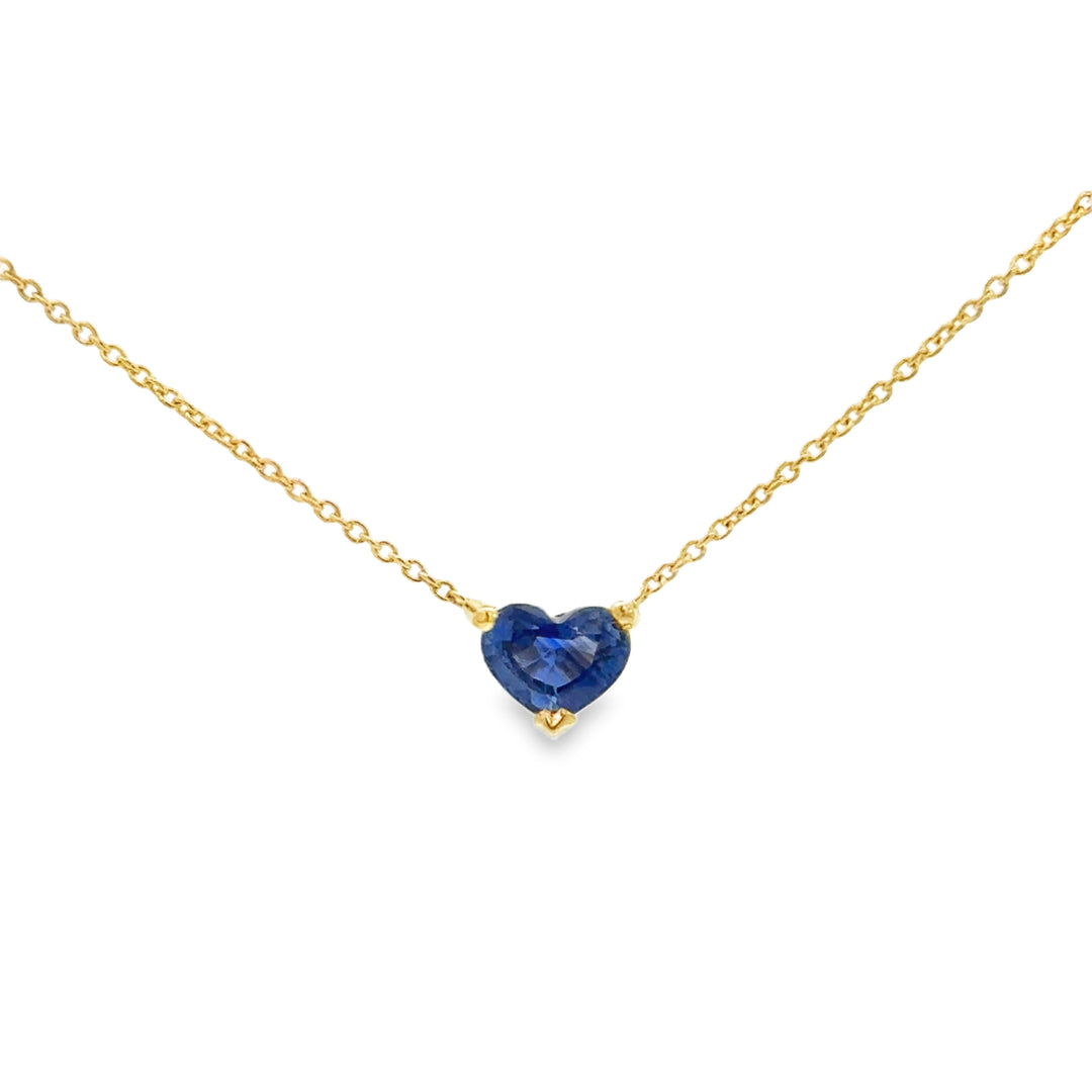 14K Yellow Gold Heart Sapphire Necklace – 16"